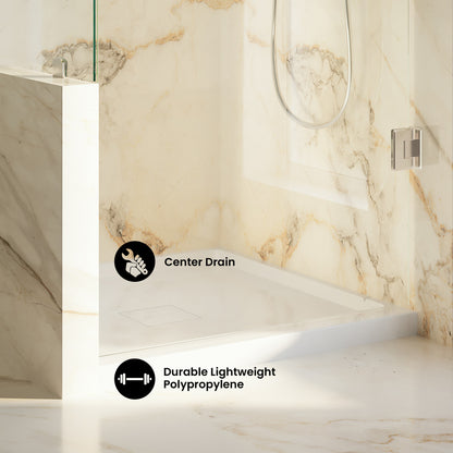 Marquette 32 x 32 Shower Pan Base with Center Drain in Glossy White
