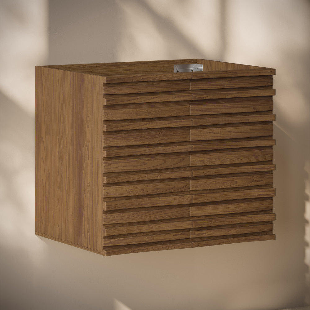 Cascade 24" Wall-Mounted Bathroom Vanity Cabinet without Top in Brown Oak