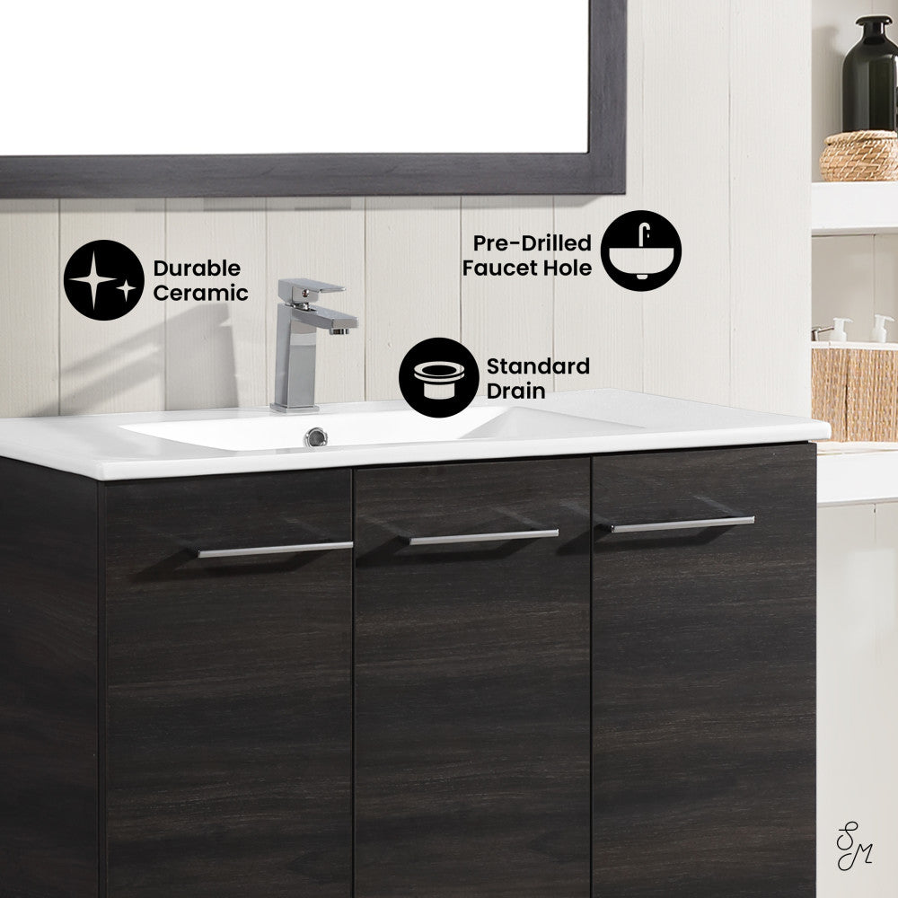 Annecy 48" Freestanding Bathroom Vanity in Black Walnut with Sink Top