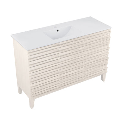 Cascade 48" Freestanding Bathroom Vanity in White Oak with Sink Top
