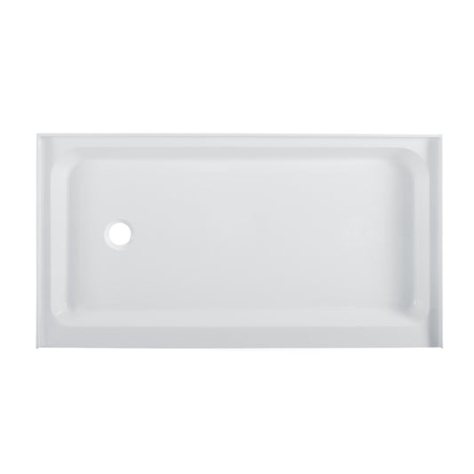 Voltaire 60" x 34" Acrylic White, Single-Threshold, Left Side Drain, Shower Base