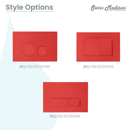 Monaco Wall Mount Dual Flush Actuator Plate with Round Push Buttons in Matte Red