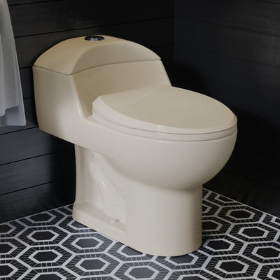 Chateau One-Piece Elongated Dual-Flush Toilet in Bisque 1.1/1.6 gpf