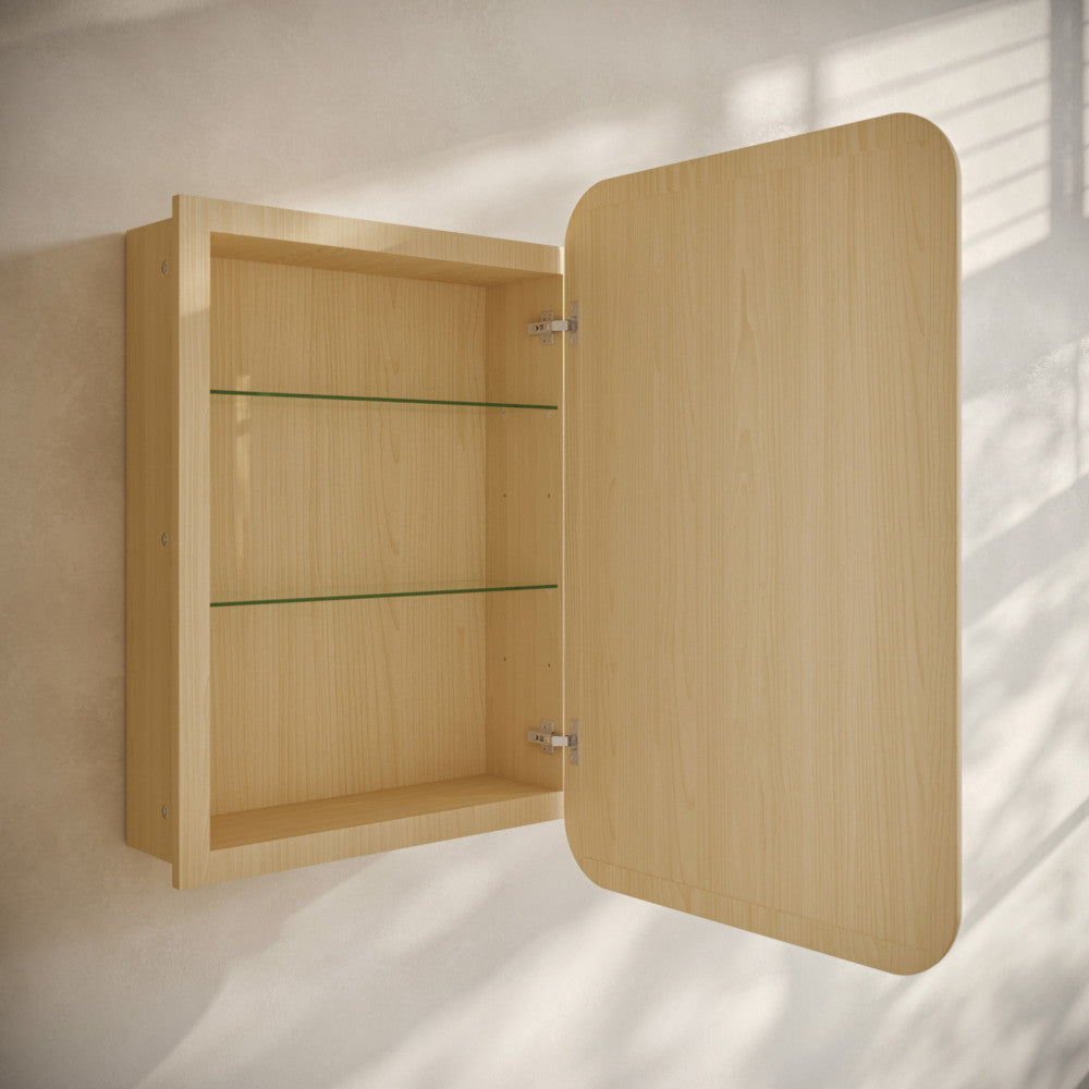 Plaisir 18 x 27 Recessed/Wall Mount Medicine Cabinet with Mirror in Natural Oak