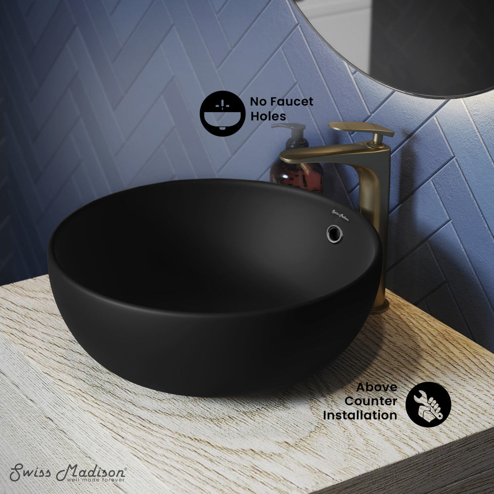 Sublime 17” Round Vessel Sink in Matte Black