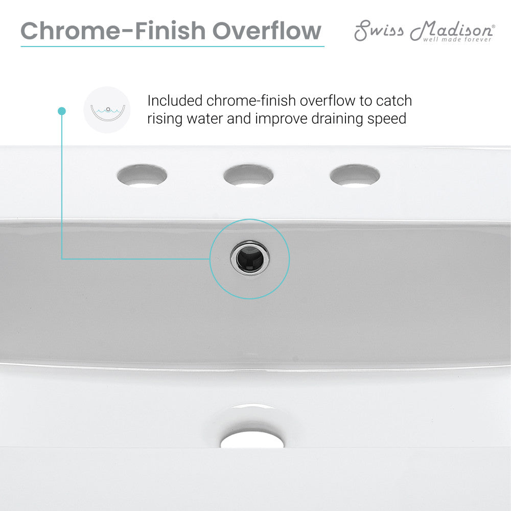 Cannes 24 in. White Bathroom Vanity With White, 3-Hole Ceramic Sink Top