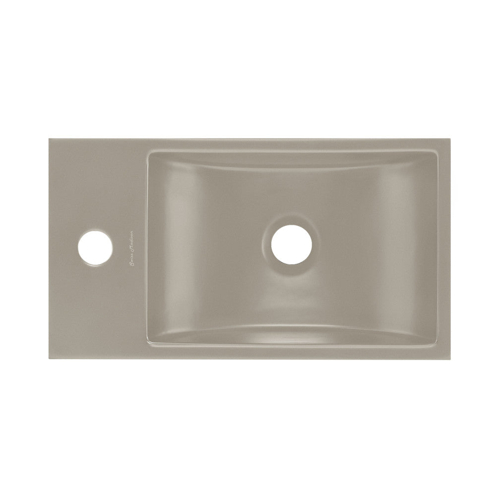 Lisse 16" Concrete Rectangle Wall-Mounted Sink with Left Side Faucet Mount in Matte Taupe