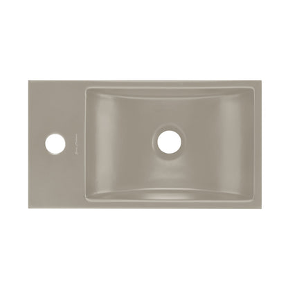 Lisse 16" Concrete Rectangle Wall-Mounted Sink with Left Side Faucet Mount in Matte Taupe