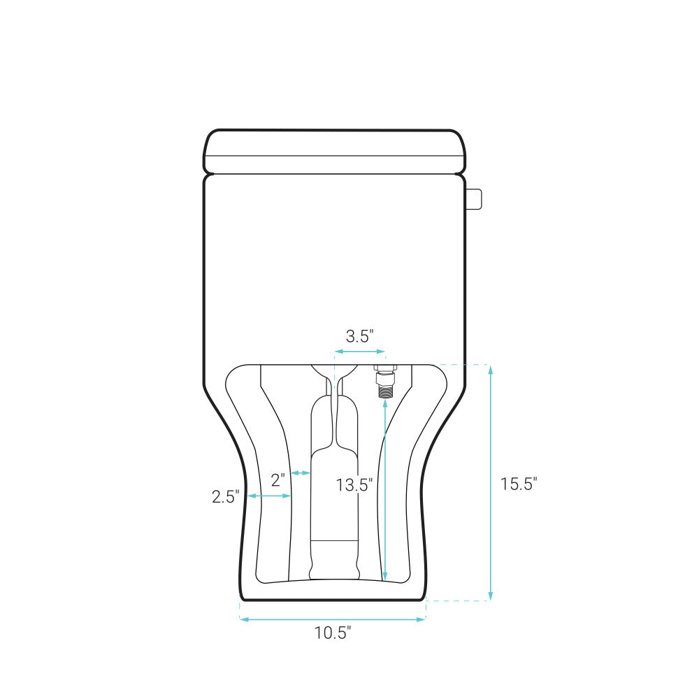 Carre One-Piece Square Toilet Left Side Flush Handle Toilet 1.28 gpf