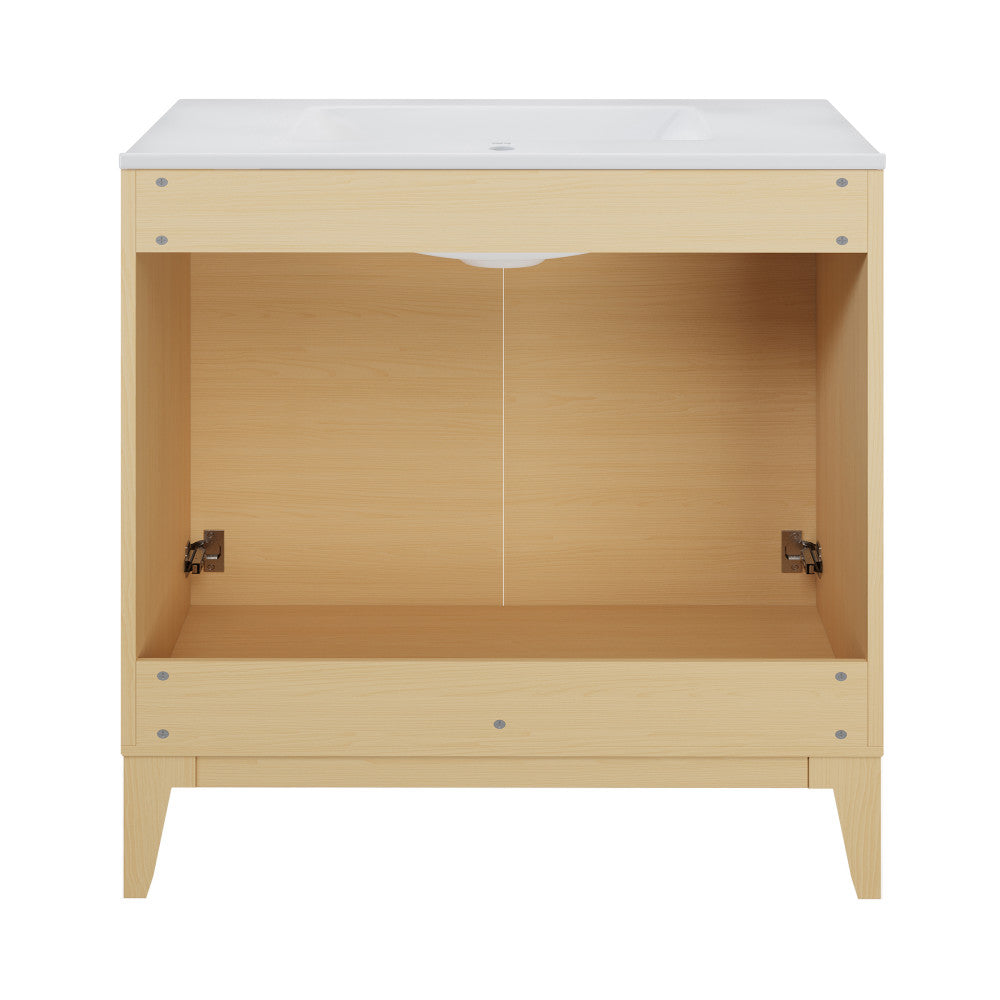 Cascade 30" Freestanding Bathroom Vanity in Natural Oak with Sink Top