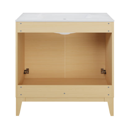 Cascade 30" Freestanding Bathroom Vanity in Natural Oak with Sink Top