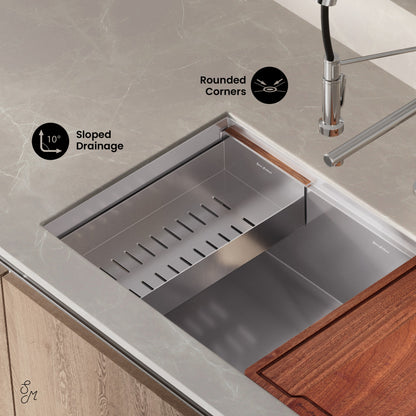 Rivage 33 x 19 Single Basin Undermount Kitchen Workstation Sink