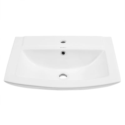 Sublime Two-Piece Glossy White Ceramic Rectangular Pedestal Sink