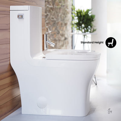 Concorde One-Piece 14" Rough-in 1.28 GPF Left-Hand Flush Square Toilet in Glossy White