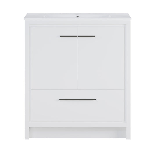 Virage 30" Freestanding Bathroom Vanity in White with Sink Top