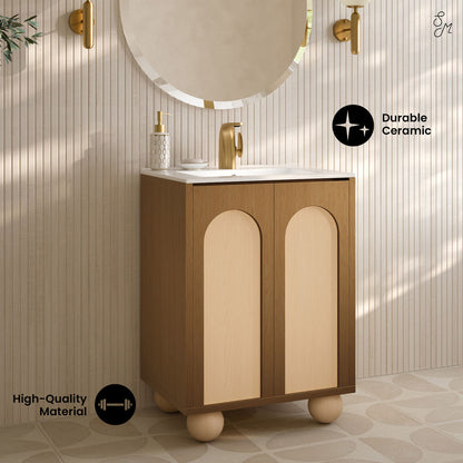 Porte 24" Freestanding Bathroom Vanity in Brown Oak with Sink Top
