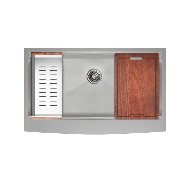 Rivage 36 x 22 Single Basin Apron Kitchen Workstation Sink