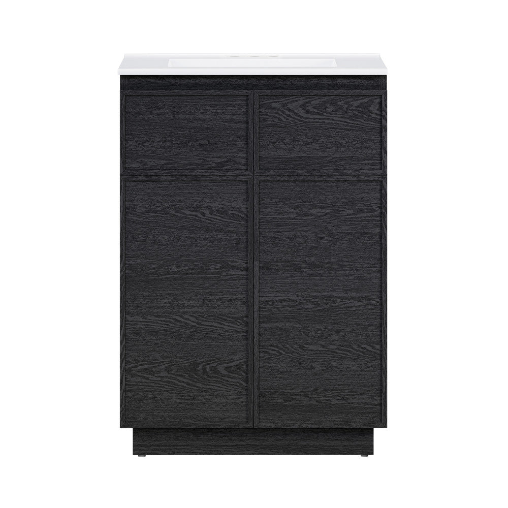 St. Tropez 24" Freestanding Bathroom Vanity in Black Oak with 3-Hole Centerset Sink Top