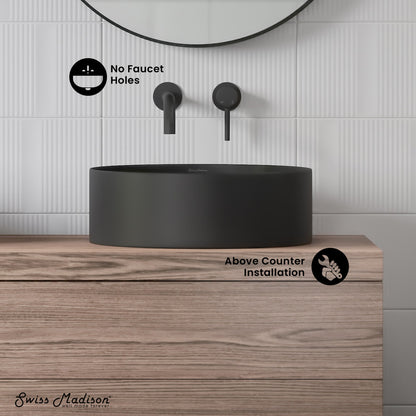Beau 16.5" Round Vessel Bathroom Sink in Matte Black