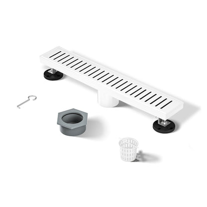 Voltaire 18" Stainless Steel Linear Shower Drain in Matte White