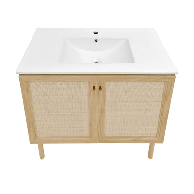 Classe 36" Freestanding Bathroom Vanity in Natural Oak with Sink Top