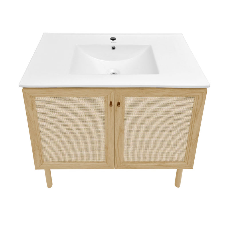 Classe 36" Freestanding Bathroom Vanity in Natural Oak with Sink Top