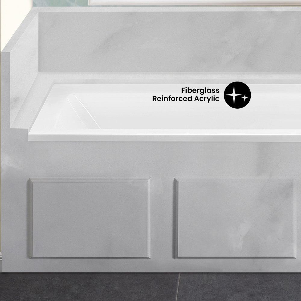 Voltaire 60 x 32 Right Drain Soaking Alcove Bathtub in Glossy White with Integrated Overflow, Drain Included
