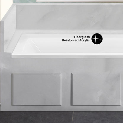 Voltaire 60 x 32 Right Drain Soaking Alcove Bathtub in Glossy White with Integrated Overflow, Drain Included