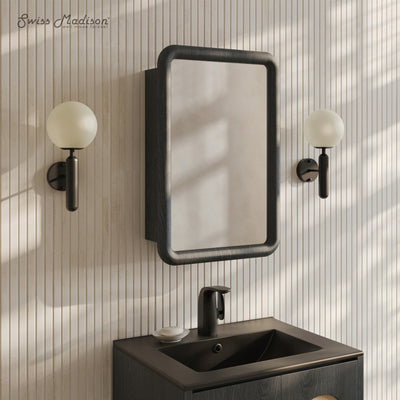 Plaisir 18 x 27 Recessed/Wall Mount Medicine Cabinet with Mirror in Black Oak