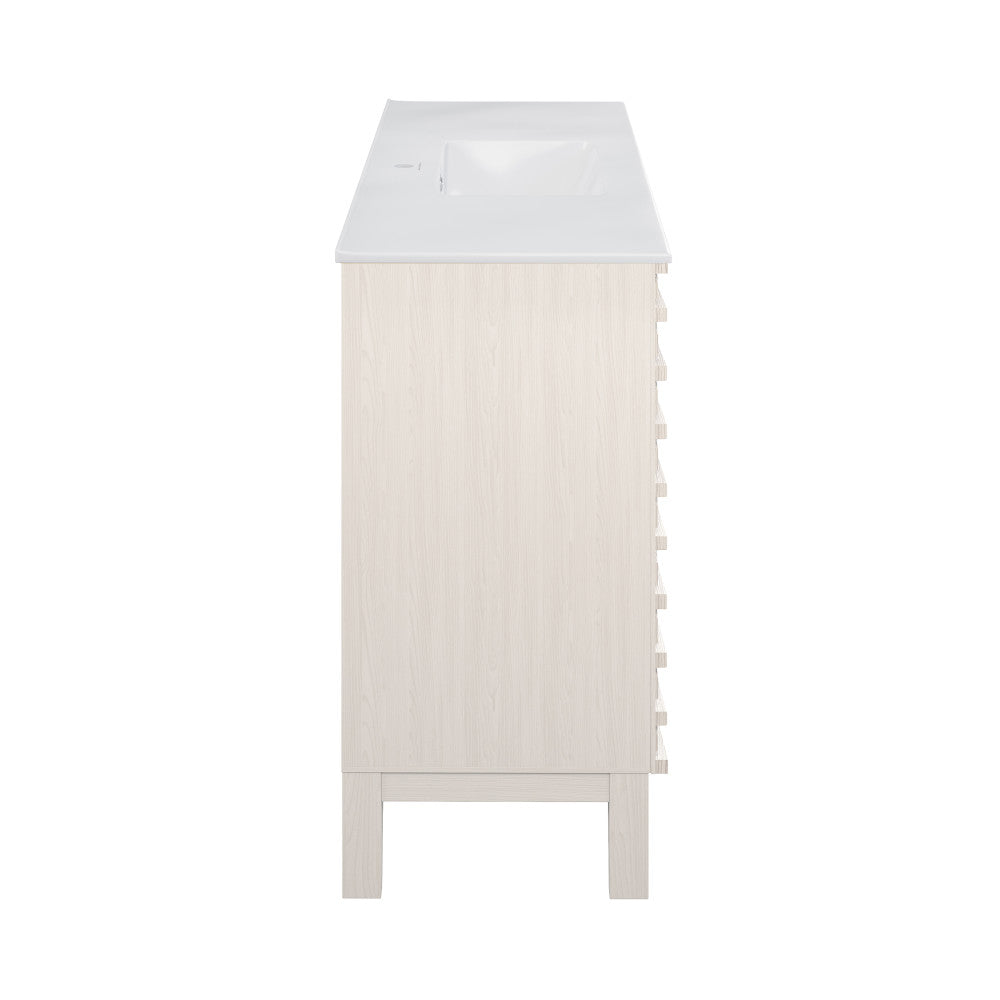 Cascade 48" Freestanding Bathroom Vanity in White Oak with Sink Top