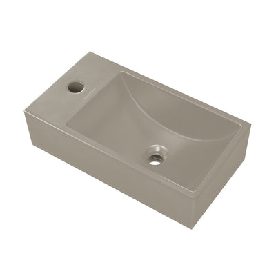 Lisse 16" Concrete Rectangle Wall-Mounted Sink with Left Side Faucet Mount in Matte Taupe