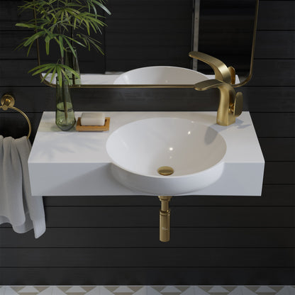 Chateau 30" wall-mount bathroom sink with right side faucet and white round basin.