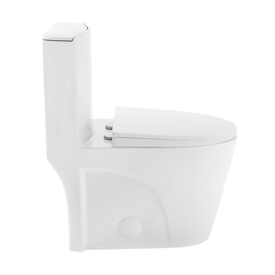 St. Tropez One-Piece 10" Rough-in 1.28 GPF Right-Hand Vortex Flush Elongated Toilet in Glossy White