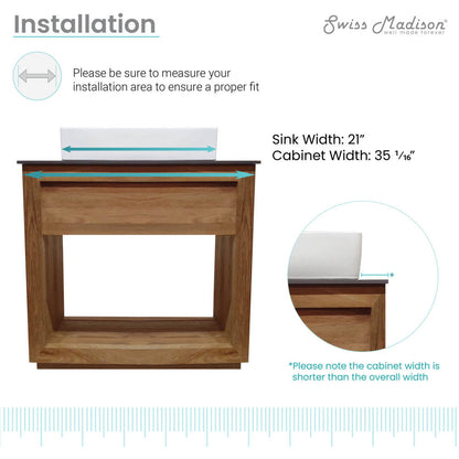 36-inch freestanding reclaimed wood bathroom vanity with slate countertop and single hole vessel sink.
