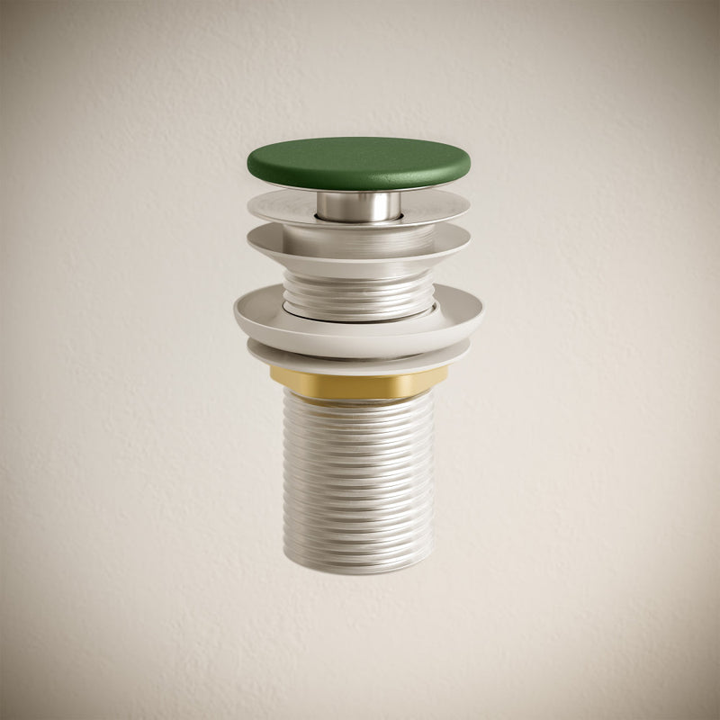 Lisse Concrete Bathroom Sink Non-Overflow Pop Up Drain in Matte Royal Green