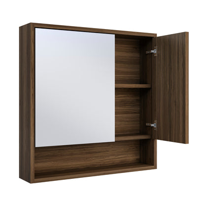 Delice 30 x 30 Rectangular Wall Mount Medicine Cabinet in Walnut with Open Shelf