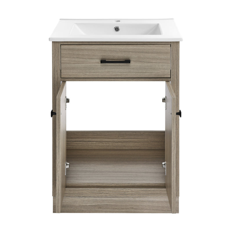 Burdon 24" Freestanding Bathroom Vanity in Weathered Oak with Sink Top