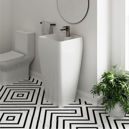 Carre One Piece Pedestal Sink