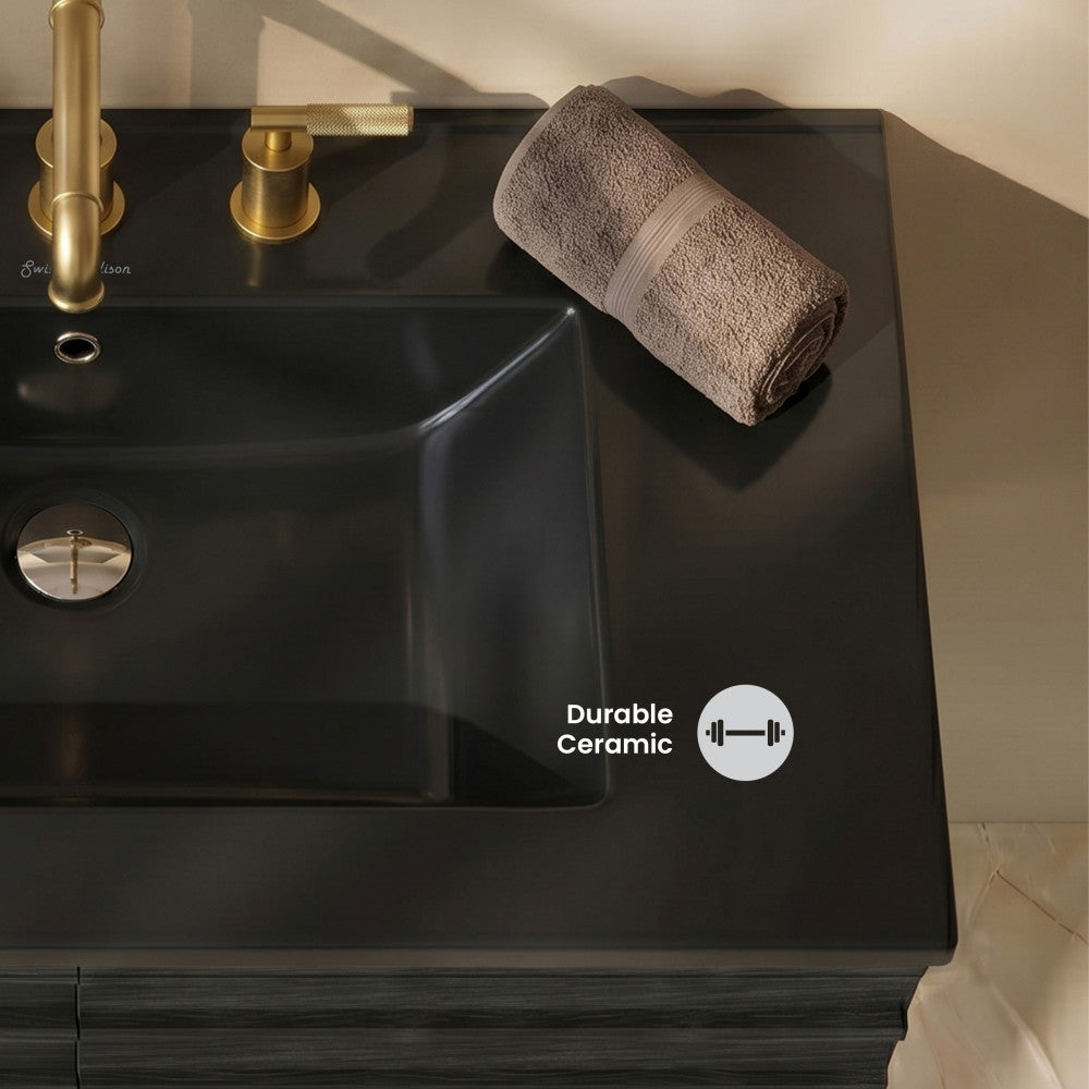 30" 3-Hole Centerset Vanity Sink Top in Matte Black
