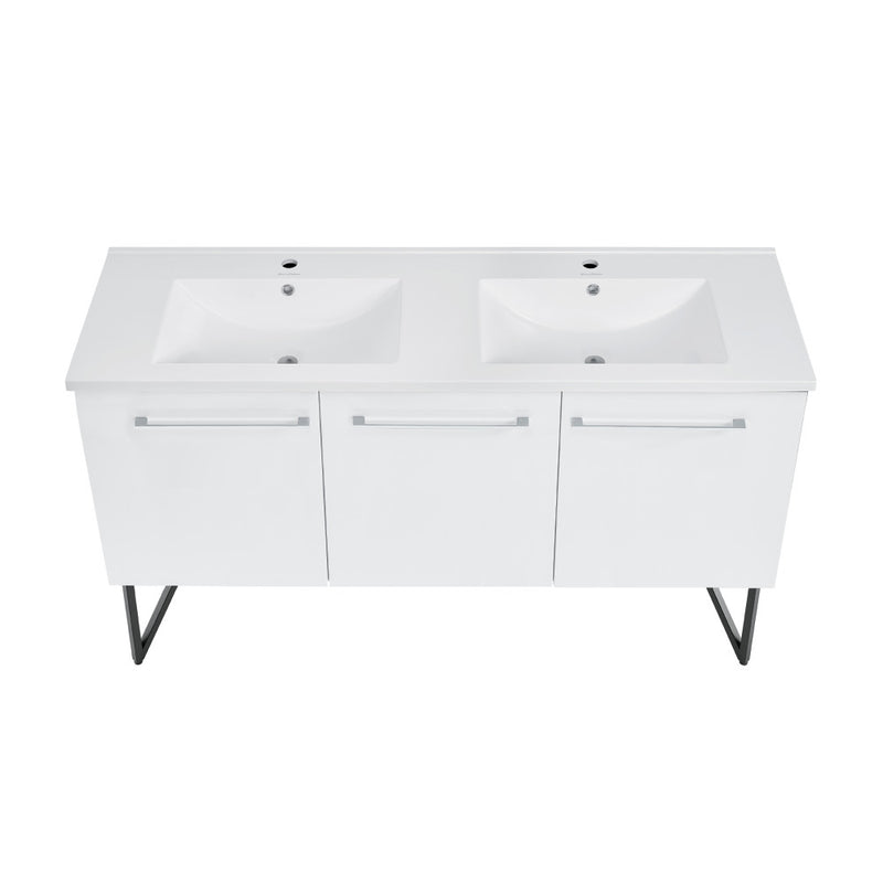 Annecy 60" Freestanding Bathroom Vanity in White with Sink Top