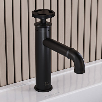 Avallon Single Hole, Single-Handle Wheel, Bathroom Faucet in Matte Black