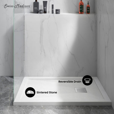 Terre B Series 36" x 36" Reversible Drain Shower Base