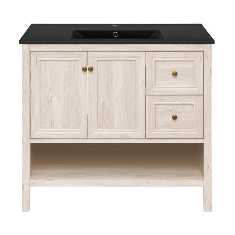 Chateau 36" Freestanding Bathroom Vanity in White Oak with Black Sink Top