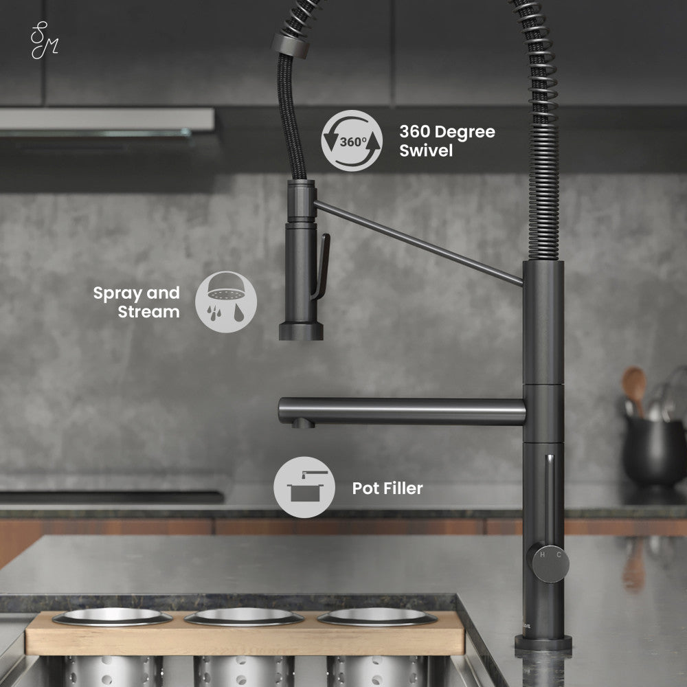 Nouvet Single Handle, Pull-Down Kitchen Faucet with Pot Filler in Gunmetal Gray