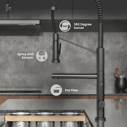 Nouvet Single Handle, Pull-Down Kitchen Faucet with Pot Filler in Gunmetal Gray