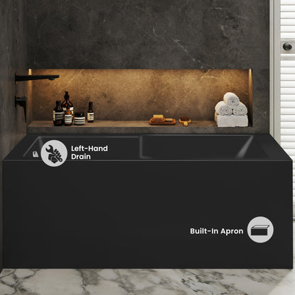 Voltaire 60 x 32 Left Drain Soaking Alcove Corner Apron Bathtub in Matte Black