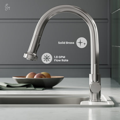 Nouvet Single Handle, Pull-Down Kitchen Faucet in Brushed Nickel