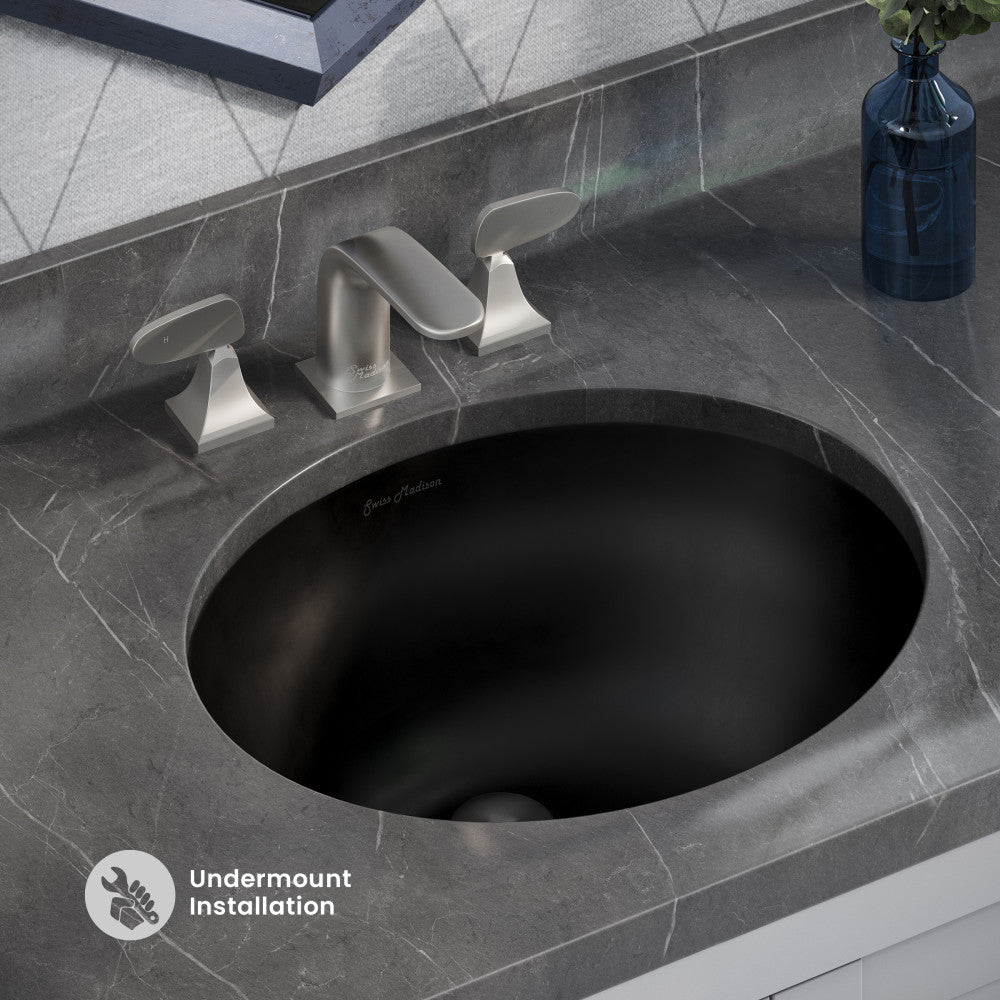 Monaco 19" Ceramic Undermount Bathroom Sink in Matte Black