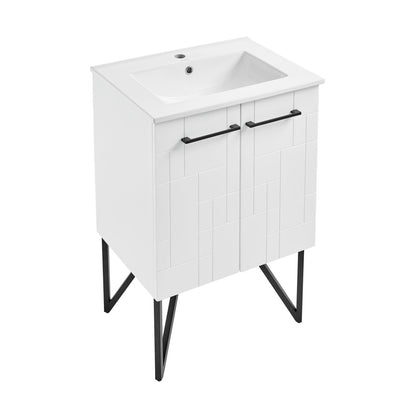 Annecy 24" Freestanding Bathroom Vanity in Mondrian White with Sink Top
