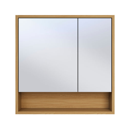 Delice 30 x 30 Rectangular Wall Mount Medicine Cabinet in Oak with Open Shelf